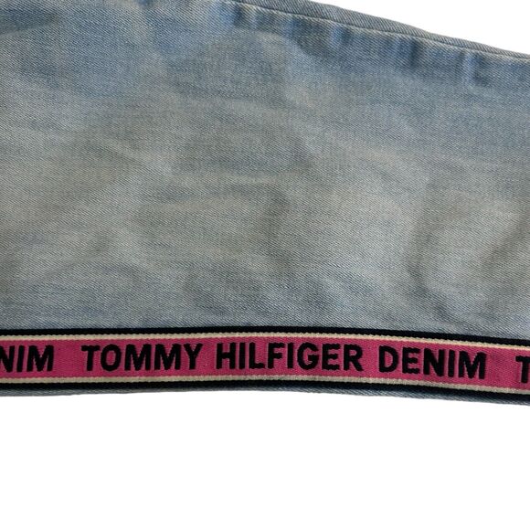 Tommy Hilfiger Womens Sz 0 Pockets Pink Striped Skinny Legging Denim Blue Jeans - Picture 4 of 10